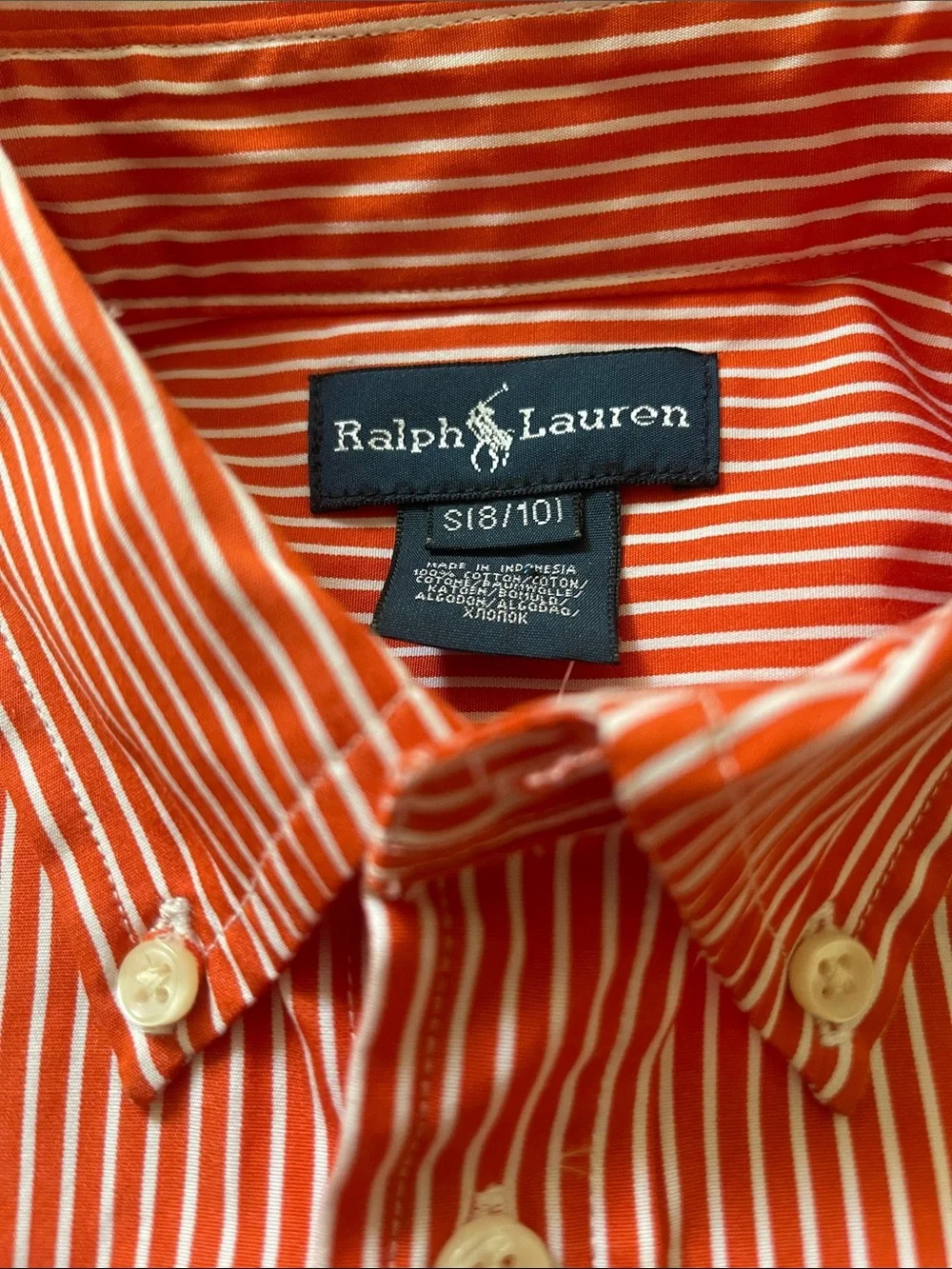 Ralph Lauren Striped Button Down Shirt Sz 8/10/Small like new condition